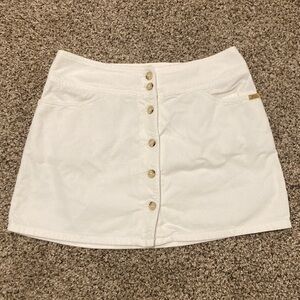 Blue Asphalt White Button-Front Corduroy Mini Skirt